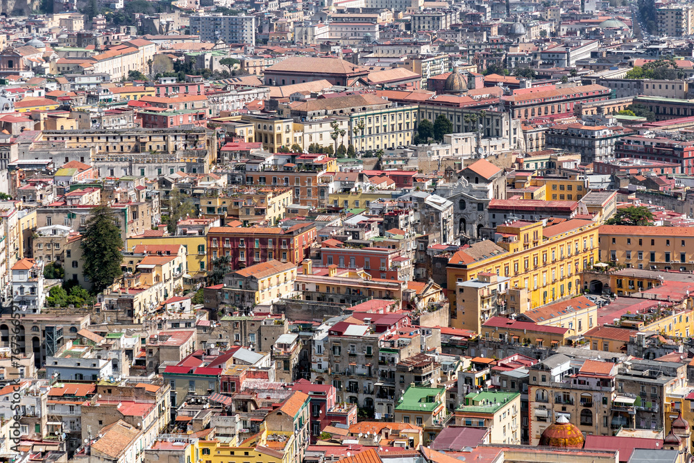 Aerial cityscape view of Naples, Italy