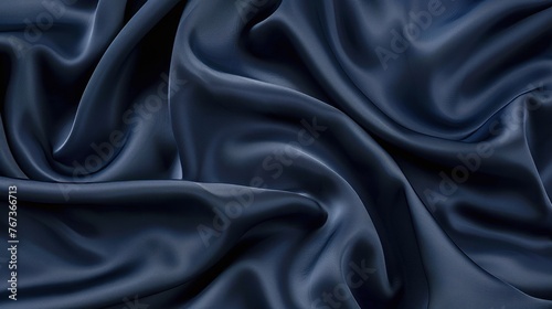 A luxurious navy blue silk satin background with soft folds