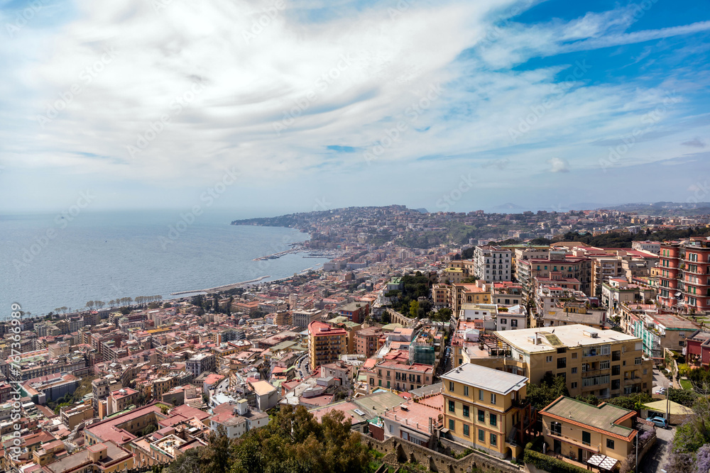 Aerial cityscape view of Naples, Italy