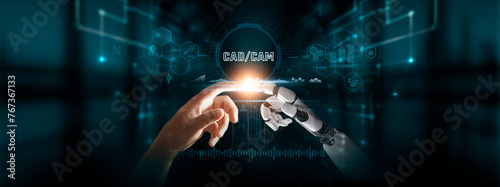 CAD/CAM: Hands of Robot and Human Touch in CAD/CAM of Global Networking, Precision Engineering, Seamless Manufacturing, Advancing Digital Technologies of the Future.