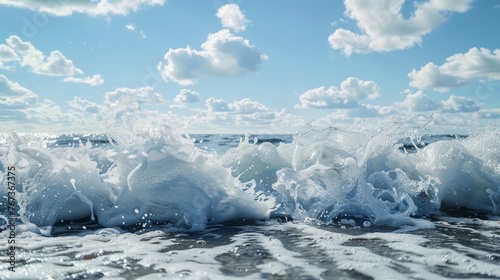 A dynamic scene capturing the power of foamy sea waves