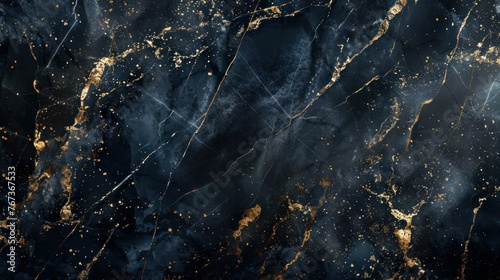 A richly textured black marble background featuring natural patterns in gold and white