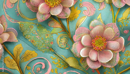 花模様の背景デザイン　AI画像　ジェネレーティブAI