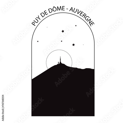 Logo Puy de Dôme en noir et blanc avec texte 