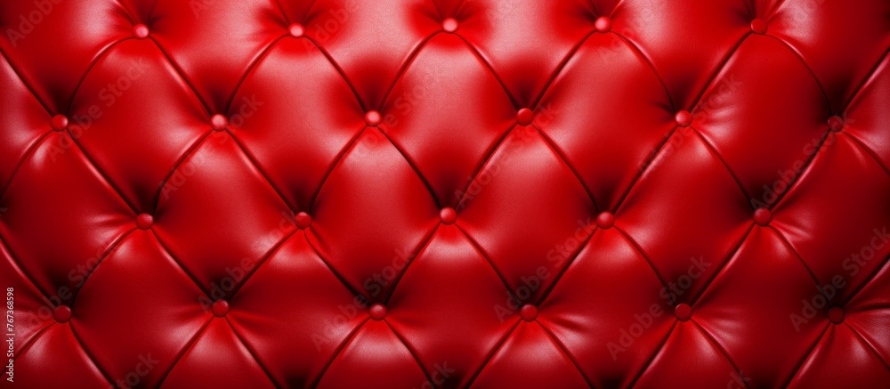 A closeup of a red tufted leather couch resembling the symmetry and pattern of a magenta flowering plant, showcasing a unique and luxurious design A closeup of a red tufted leather couch resembling the symmetry and pattern of a magenta flowering plant, showcasing a unique and luxurious design