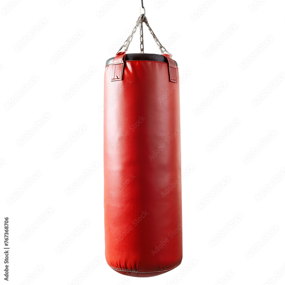Red punching bag isolated on a transparent background.
