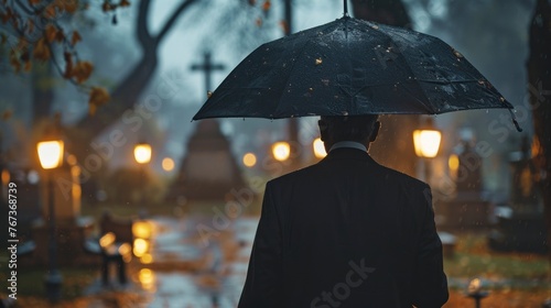 man in a suit and an umbrella