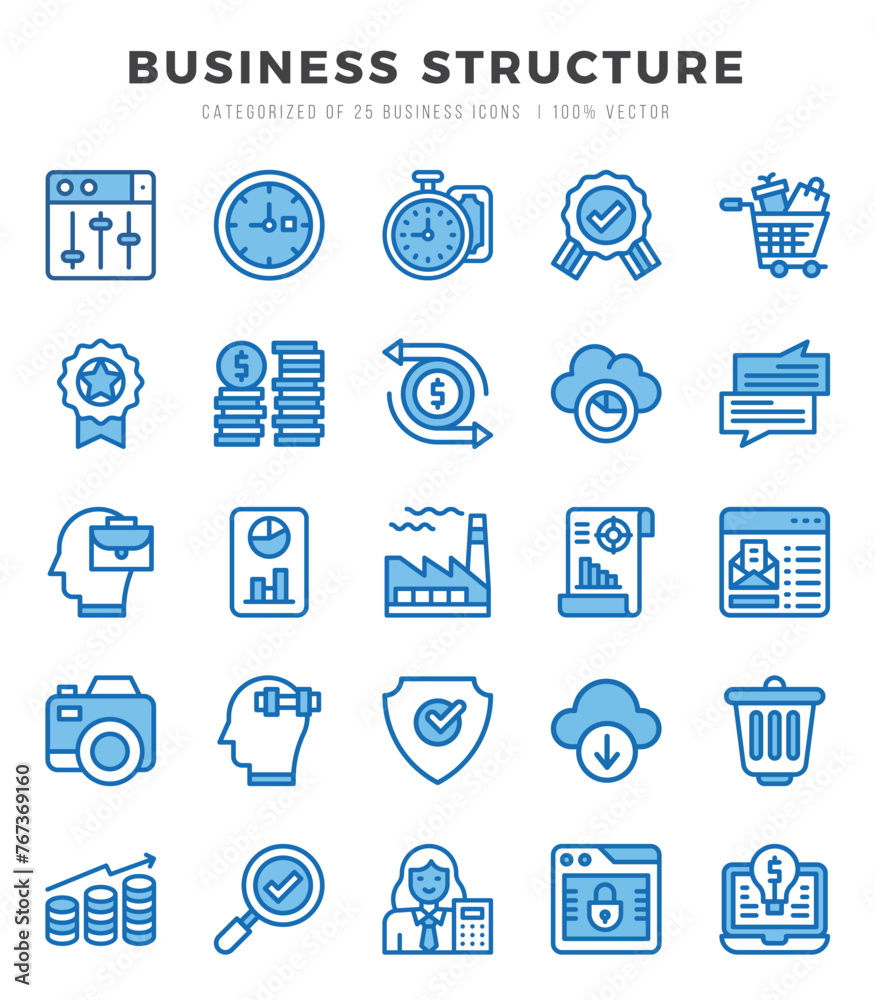 Business Structure Icons bundle. Two Color style Icons. Vector illustration.