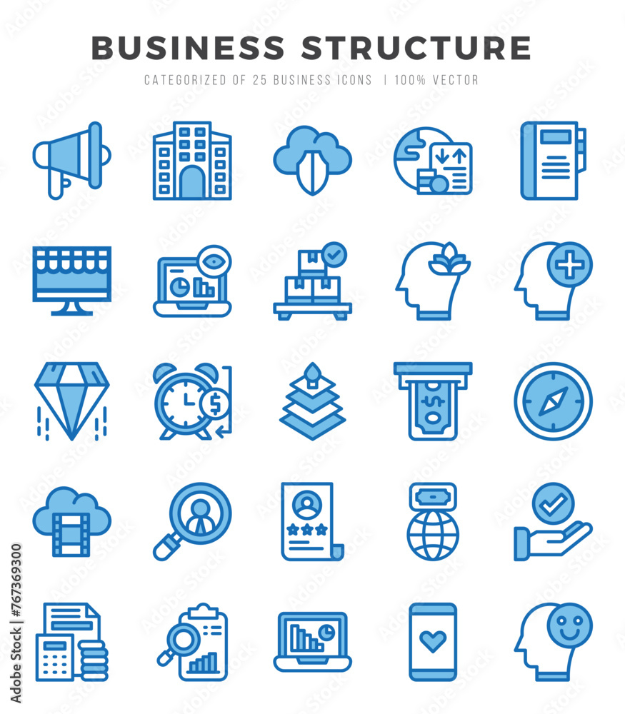 Business Structure icons set. Vector illustration.