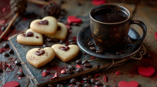 lovers with coffee and cookies