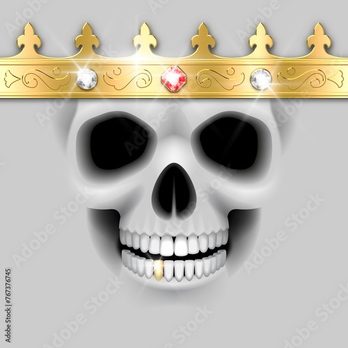Fototapeta Naklejka Na Ścianę i Meble -  Funny design of skull with golden crown.