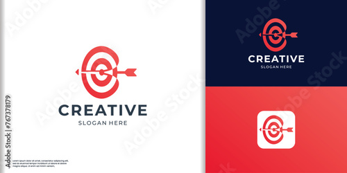 modern target logo, creative of target inspiration. on point target design illustration. arrow right on bullseye target