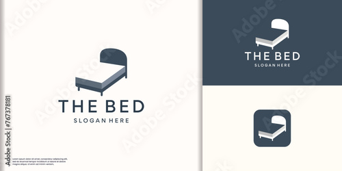 Vector Bed Icon Interior Home Rest Sleep Furniture Comfortable Night Illustration