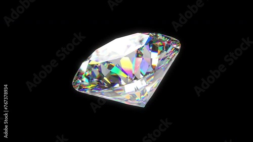 Abstract Diamonds Rotating. Shiny Diamonds And Dark Background.