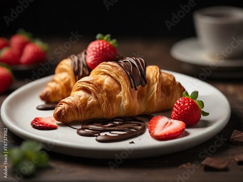 breakfast with croissant 
