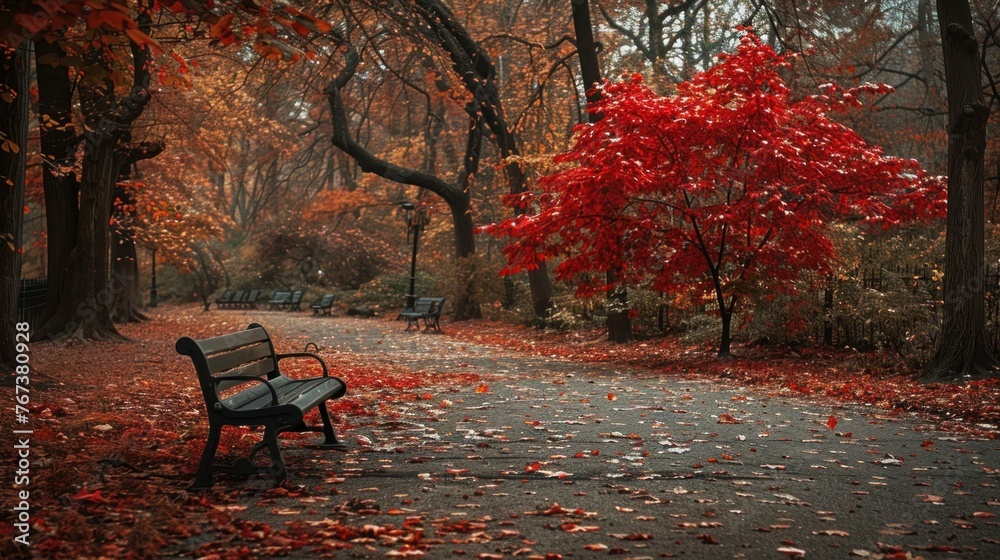 Vibrant Fall Foliage in City Park