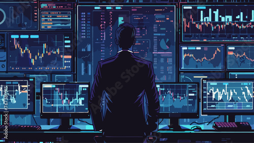 Finanzen Aktien Trading Analyse Bildschirm Business Man 