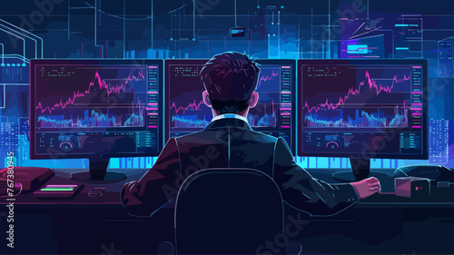 Finanzen Aktien Analyse Kryptowährung Bildschirm Business Man Global Wirtschaft Trader photo