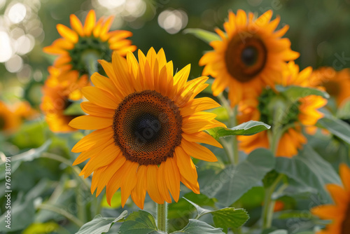 Sunflower Field Basking in Sunlight