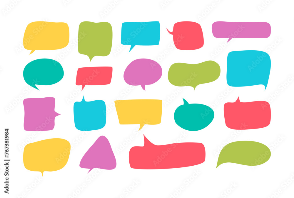 Set of hand drawn paper quote frames for text title. simple empty speech bubbles set. Colored shaped text box. Hand drawn doodle sketch style. Flat vector isolated illustration. Set of hand drawn paper quote frames for text title. simple empty speech bubbles set. Colored shaped text box. Hand drawn doodle sketch style. Flat vector isolated illustration.