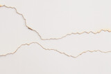Empty old torn burned grunge pieces texture paper wave lines on beige white background.