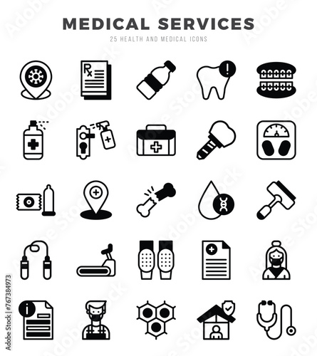 MEDICAL SERVICES Lineal Fill icons. Vector Lineal Fill illustration.