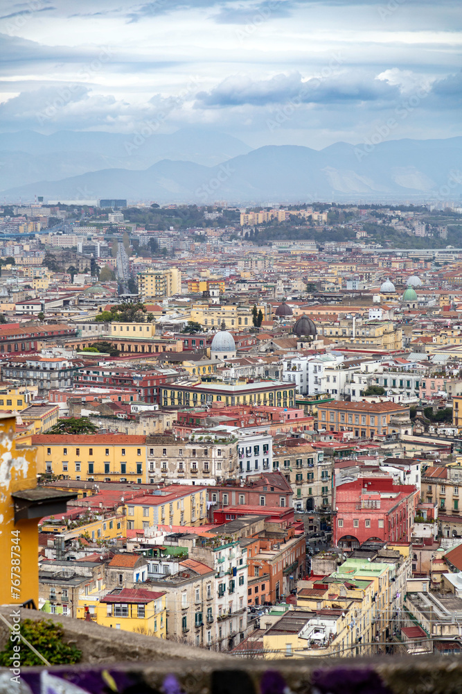Fototapeta premium Aerial cityscape view of Naples, Italy