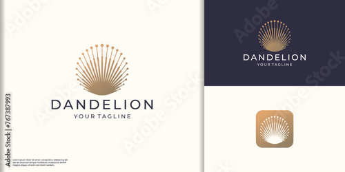 inspiration dandelion logo design in geometry circle shape design template vector illustration.