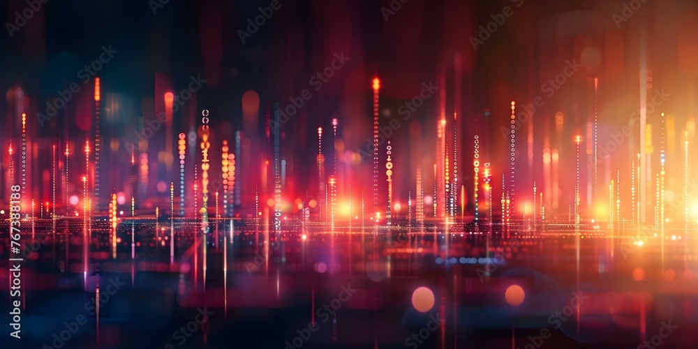 Blurred background of a glowing big data forex candlestick chart symbolizing currency investment trade and financial crisis. Concept Forex Trading, Candlestick Chart, Financial Crisis