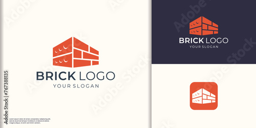 Inspiration Red brick logo design template.