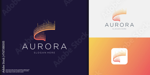 Aurora Logo design. colorful aurora borealis logo suitable for light or LED products, nordic companies, creative studios etc.