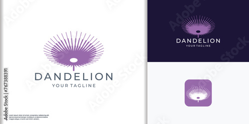 dandelion logo abstract circle line shape design concept.