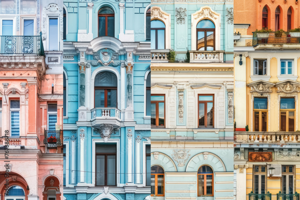 vibrant european streetscape collage