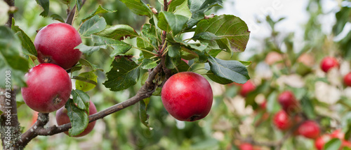 Red apple variety on the fruiting tree - malus domestica 