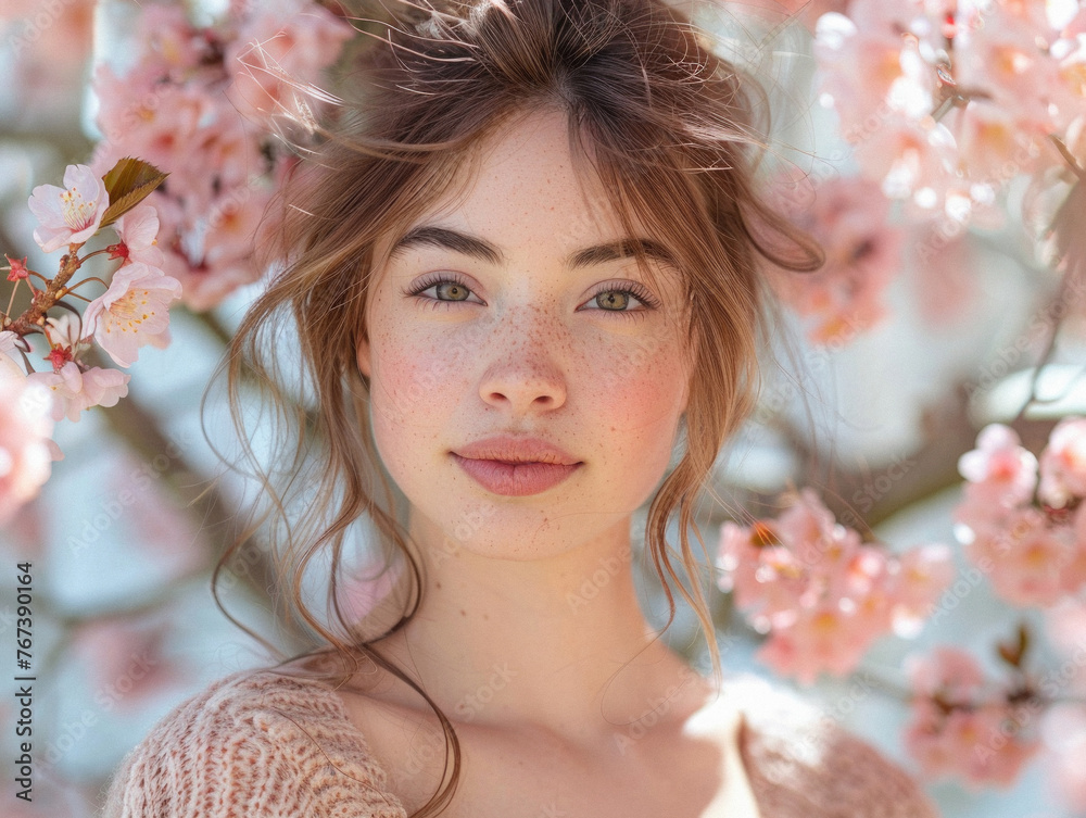 A woman with green eyes A woman with green eyes