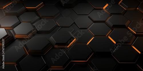  abstract hexagon background in golden and black colors photo
