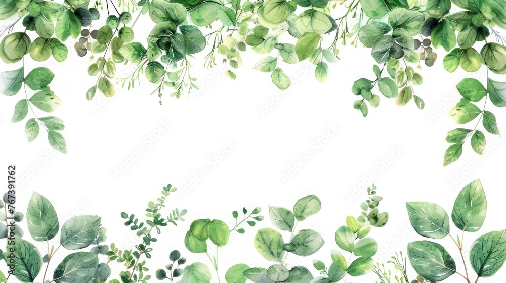 Herbal Banners for Wedding & Business: Botanical Design with Leaves & Herbs on White Background - Horizontal Layout Herbal Banners for Wedding & Business: Botanical Design with Leaves & Herbs on White Background - Horizontal Layout