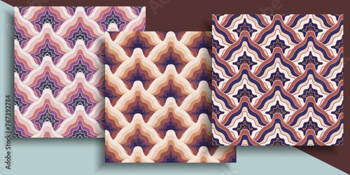 original oriental japanese wave  ornament sakura flower Chinese seamless pattern set. Asian traditional background pattern vector illustration	