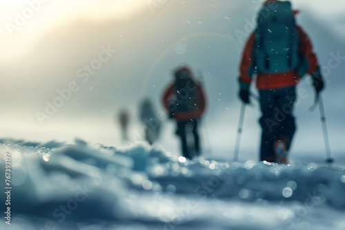 Snowy Mountain Trek: Adventurers Embrace Winters Serene Beauty - Inspiration Banner