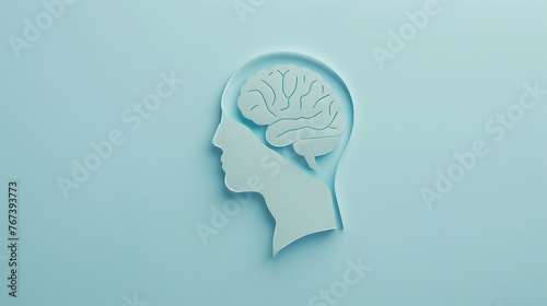 awareness of mental health head-shaped paper and brain 