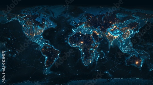 Global Network Connections on World Map