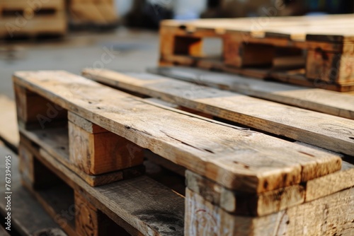 A stack of wooden pallets with a few of them being slightly crooked © Konstiantyn Zapylaie
