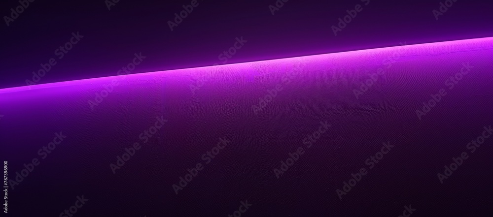Minimalist composition featuring a single neon purple light strip casting a glow in an otherwise dark, empty space.