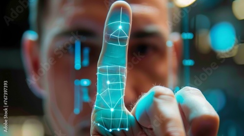 Man Using Fingerprint Scan Technology