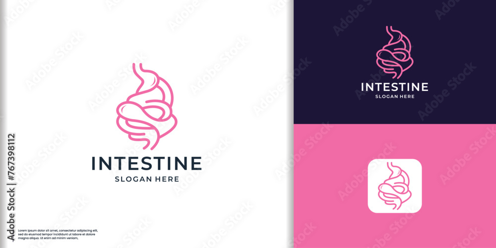 Intestine human Logo, Intestine Organ medical design vector illustration. - obrazy, fototapety, plakaty 