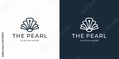 minimalist the pearl contour line logo design template.