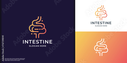 creative minimalist Intestine care human Logo digestion Organ medical