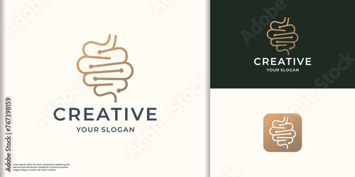Healthy digestion logo vector illustration isolated on modern golden color branding.