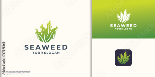Reef Crag Coral logo vector design. inspiration seaweed logo and gradient color branding.