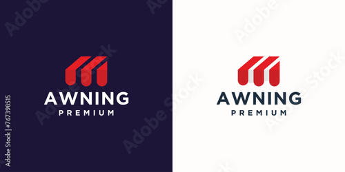 modern and minimal awning logo design inspiration. red color with space for logo Online store.